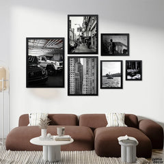 Urban Infrastructure Grayscale Luxury Artwork (6 Panel) Architecture Wall Art