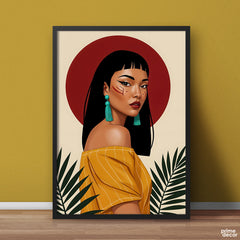 African Women With Black Exotic Leaves | Fashion Poster Wall Art