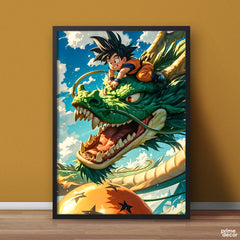 Goku With The Dragon | Anime Poster Wall Art
