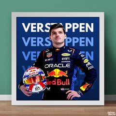 Max Verstappen F1 Formula Racing with Typography Background | Sports Poster Wall Art