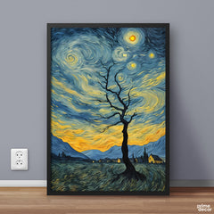 Whirling Twilight Over Lonely Tree | Poster Wall Art