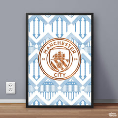 Manchester City 1894 Emblem Geometric Pattern | Poster Wall Art
