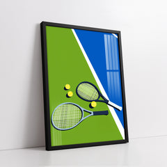 Modern Tennis Court Illustration | Minimalist Sports Poster Wall Art