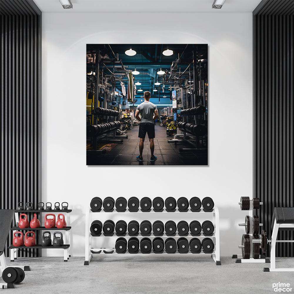 Backview of A Fitness Freak In Gym (Single Panel) Gym Wall Art - Prime Décor
