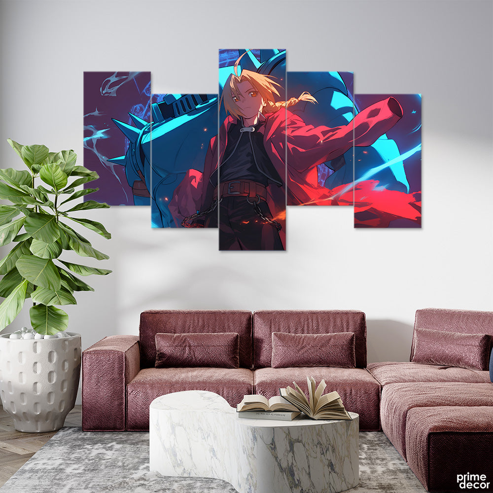 Beautiful Abstract Anime Designe (5 Panel) Anme Wall Art - Prime Décor