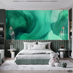 Teal Green Abstract Fluid Style | Abstract Wallpaper Mural - Prime Décor