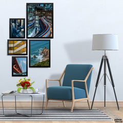 Day & Night View Of Different Places (5 Panel) Travel Wall Art