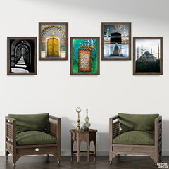 Islamic Wall Arts With Calligraphy (5 Panel) Islamic Wall Art
