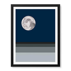 Navy Blue & Grey Moon | Abstract Office Artwork #002 - Prime Décor