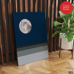 Navy Blue & Grey Moon | Abstract Office Artwork #002 - Prime Décor