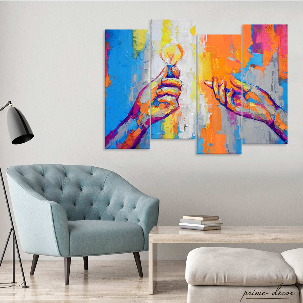 Abstract Artwork Of Lightening Ideas (4 Panel) Motivational Wall Art