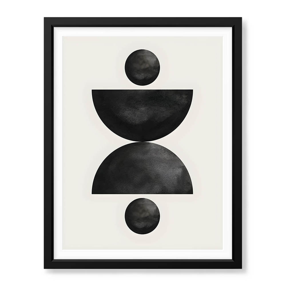 Black & Grey Geometric Moon Shape | Abstract Office Artwork #004 - Prime Décor