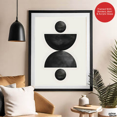 Black & Grey Geometric Moon Shape | Abstract Office Artwork #004 - Prime Décor