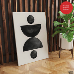 Black & Grey Geometric Moon Shape | Abstract Office Artwork #004 - Prime Décor