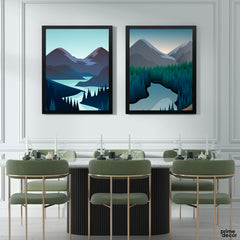 Beautiful Abstract Mountains Art (2 Panel) Nature Wall Art - Prime Décor