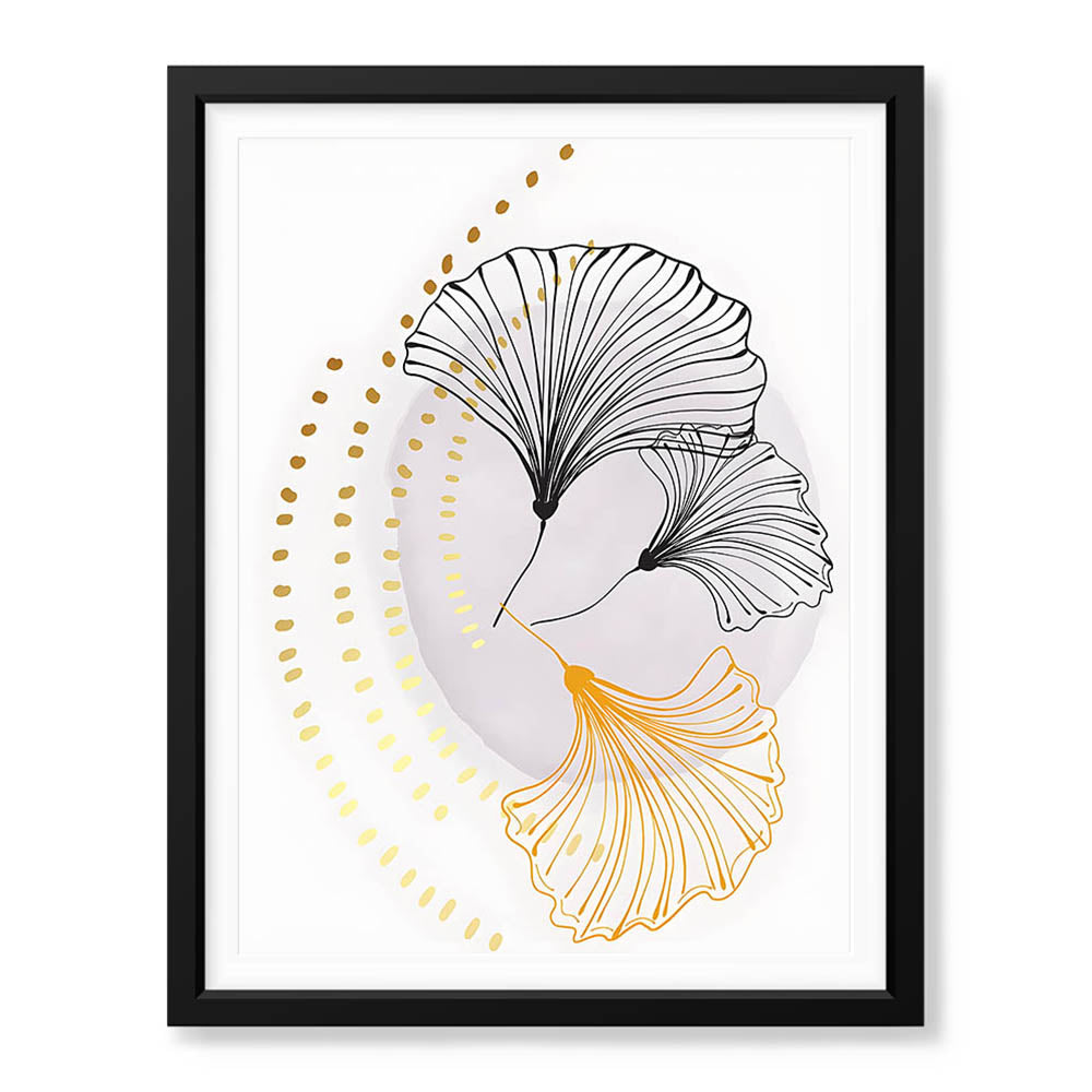 Black & Gold Line Flowers | Abstract Floral Artwork #006 - Prime Décor