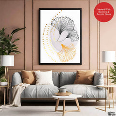 Black & Gold Line Flowers | Abstract Floral Artwork #006 - Prime Décor