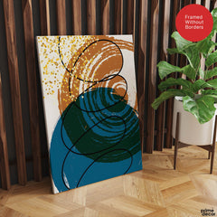 Sea Blue & Brown Abstract With Black Line | Abstract Office Artwork #009 - Prime Décor