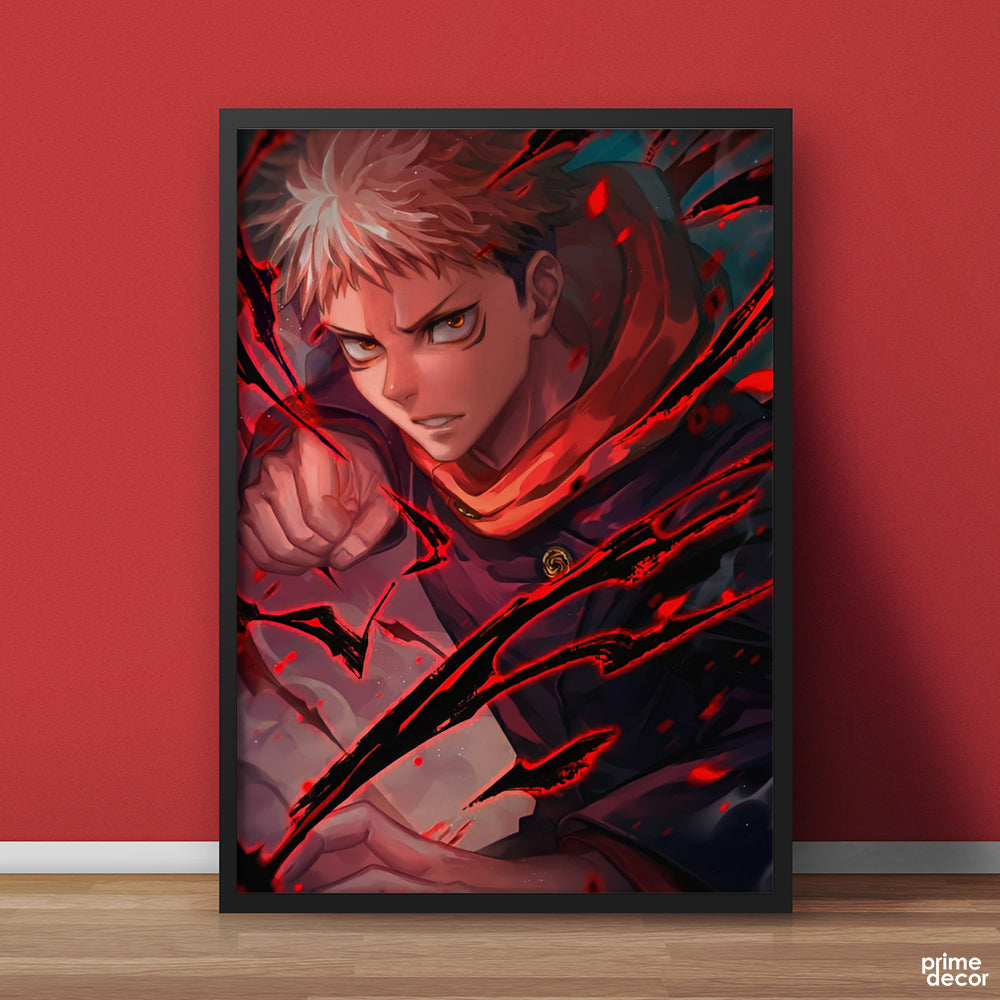 Yugi Itadori Red Energy Jujutsu Kaisen | Anime Wall Art - Prime Décor