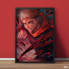 Yugi Itadori Red Energy Jujutsu Kaisen | Anime Wall Art - Prime Décor