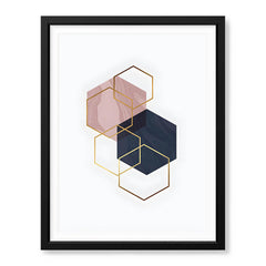 Blue & Beige Geometric Shapes Abstract Design | Abstract Office Artwork #00100 - Prime Décor