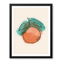 Orange & Green Paint Stroke Fruit Design | Abstract Food Artwork #00101 - Prime Décor