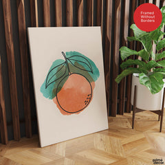 Orange & Green Paint Stroke Fruit Design | Abstract Food Artwork #00101 - Prime Décor