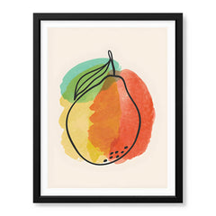 Orange Gold & Green Paint Stroke Fruit Design | Abstract Food Artwork #00102 - Prime Décor