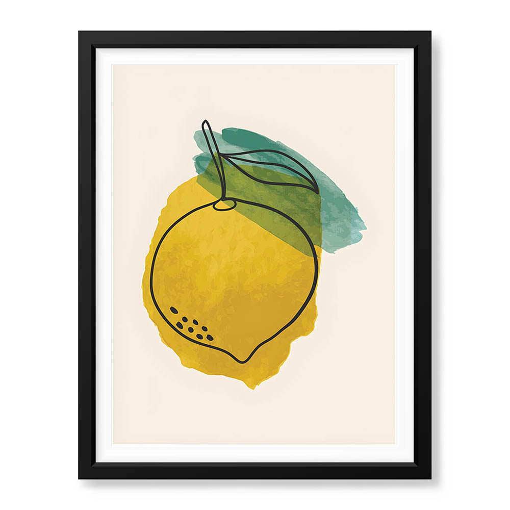 Gold & Green Paint Stroke Fruit Design | Abstract Food Artwork #00103 - Prime Décor