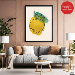 Gold & Green Paint Stroke Fruit Design | Abstract Food Artwork #00103 - Prime Décor