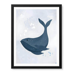 Blue Whale Over Silver Background | Abstract Animal Artwork #00106 - Prime Décor