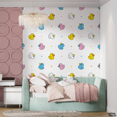 Pastel Rubber Ducks Pattern | Nursery Wallpaper Mural - Prime Décor