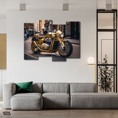 Harley Davidson Golden Edition (4 Panel) Bikes Wall Art - Prime Décor