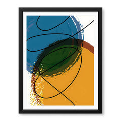 Sea Blue & Brown Abstract With Black Line | Abstract Office Artwork #0010 - Prime Décor