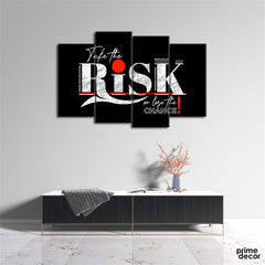 Take The Risk Black & Red Typography (4 Panel) | Office Wall Art - Prime Décor