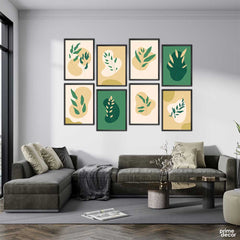 Hand Drawn Flat Green Leaves Vector (8 Panel) Wall Art - Prime Décor