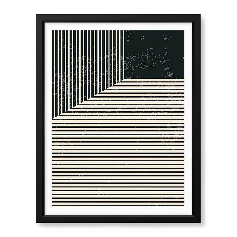 Beautiful Black Linear Design Over Black Background | Abstract Office Artwork #00113 - Prime Décor