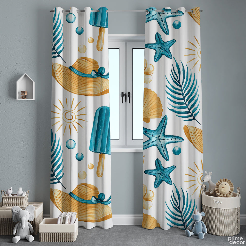 Hand Drawn Watercolor Beach Edition | Nursery Curtains #115 - Prime Décor