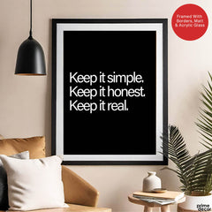 Keep It Simple, Keep It Honest, Keep It Real | Abstract Motivation Artwork #00118 - Prime Décor