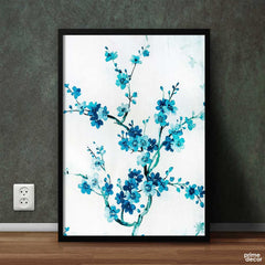 Blue Flowers With White Background | Poster Wall Art