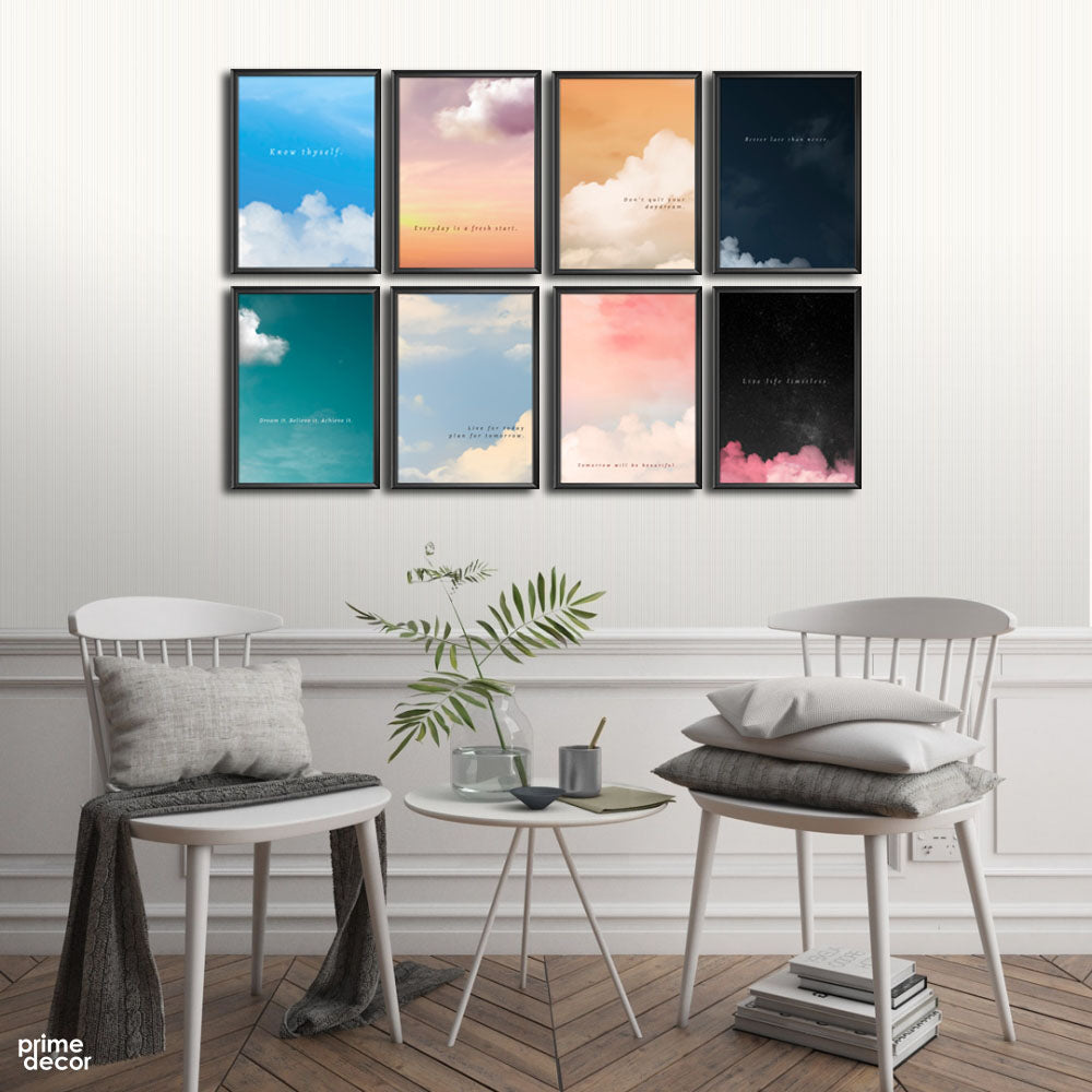 Multicolor Cloud Motivational Quotes (8 Panel) Office Wall Art - Prime Décor
