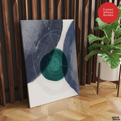 Dark Blue & Green Abstract Design Over White Background | Abstract Office Artwork #00121 - Prime Décor