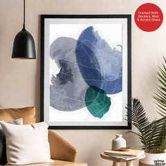 Black Blue & Green Abstract Design Over White Background | Abstract Office Artwork #00122 - Prime Décor