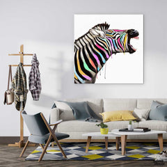 Abstract Zebra Illustration (Square Panel) Animal Wall Art - Prime Décor