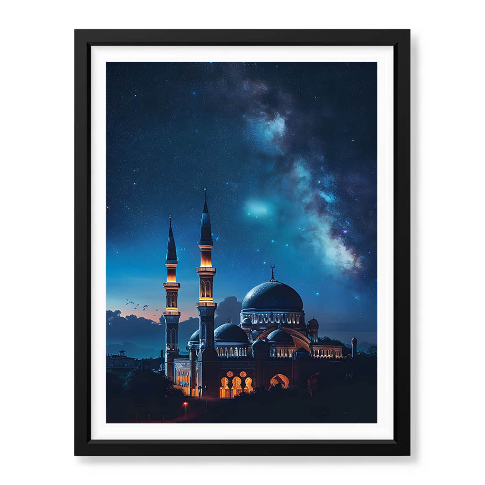 Beautiful Mosque In A Starry Night View | Abstract Islamic Artwork #00123 - Prime Décor