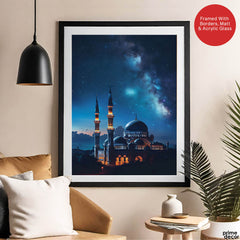Beautiful Mosque In A Starry Night View | Abstract Islamic Artwork #00123 - Prime Décor