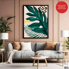 Beautiful Tropical Leave Over White & Black Background | Abstract Floral Artwork #00126 - Prime Décor