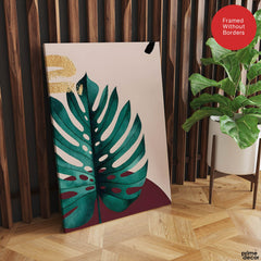 Beautiful Tropical Leave Over Beige Background | Abstract Floral Artwork #00127 - Prime Décor