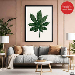 Beautiful Tropical Leave Over Beige Background | Abstract Floral Artwork #00128 - Prime Décor