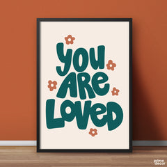 You Are Loved Green Groovy Text | Motivational Wall Art - Prime Décor